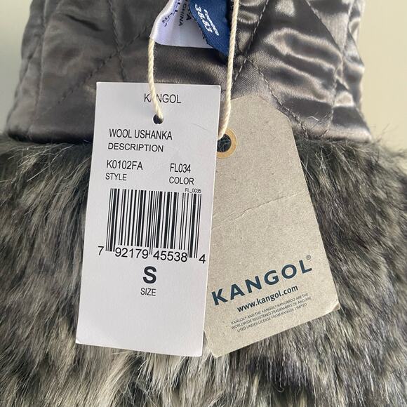 NWT Kangol Wool Ushanka Flannel Hat K0102FA Trapper Style Gray Faux Fur Sz Small - Picture 3 of 10